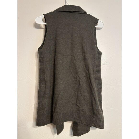 Cynthia Rowley Large Vest 100% Extra Fine Merino Wool Shawl Collar Ribbed Knit - Picture 2 of 5